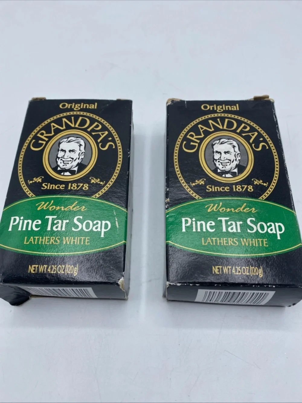 Original Grandpa's Soap Pine Tar 4.25 oz Pack of 2 Bars Lathers White
